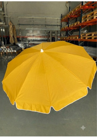 360 Derece Dönebilen Head Tilt Plaj Şemsiyesi 200 Gr/m² Polyester Oxford Kumaş Sarı Beyaz