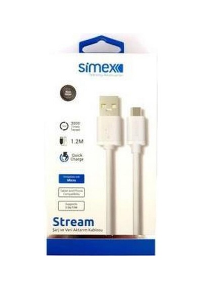 Simex SPK-02 Universal Micro Stream Data Kablosu Beyaz 1.2 M