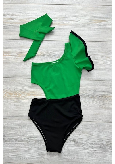 My Kids Wear Dekolite Modelli Kız Çocuk Mayosu Yeşil