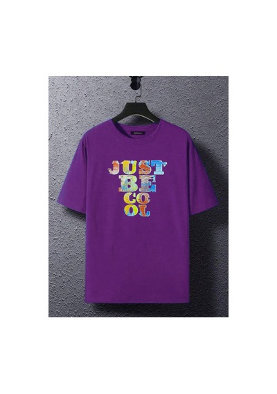 Medinenur Unisex Just Be Cool Baskılı Tshirt Mor