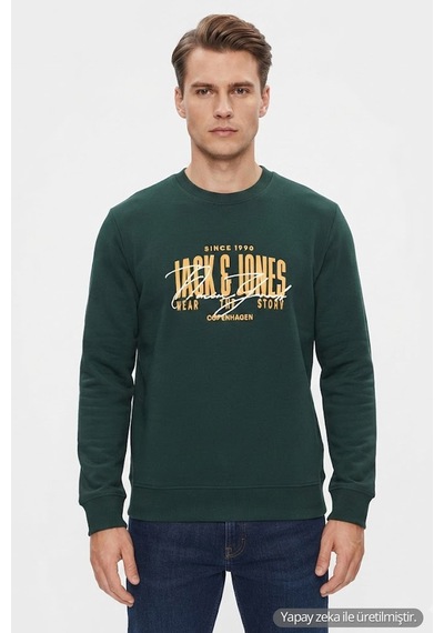 Jack & Jones Jjaero Erkek Sweatshirt Turkuaz