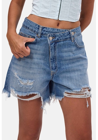 it's basic Kadın Mavi 10s6-4 Relax Fit Kemer Detaylı Denim Şort