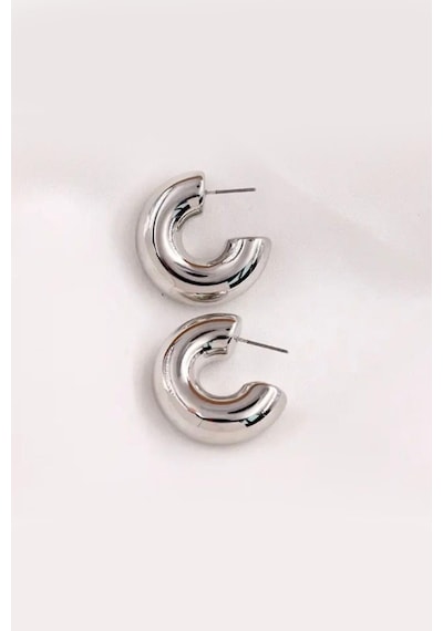 Kadın Bombeli 3cm Halka Görünümlü Küpe Zrk00590-5051 Gümüş