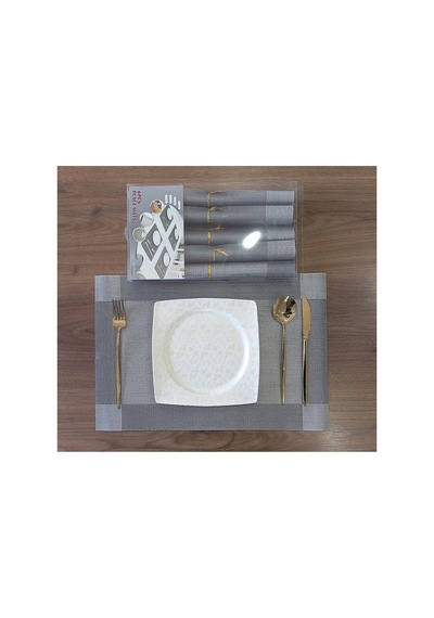 6 Kişilik Pvc Amerikan Servis Supla Seti - 30x45cm Gümüş