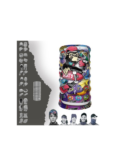 E Taktik Retro Skate Board Grafity Desenli Boyunluk Dikişsiz Tüp Maske Buff Baf Saç Bandı Uv+50 Yansıtıcı 4 Mevsim Yarı Termal Üründür Çok Renkli - 916374167 Çok Renkli