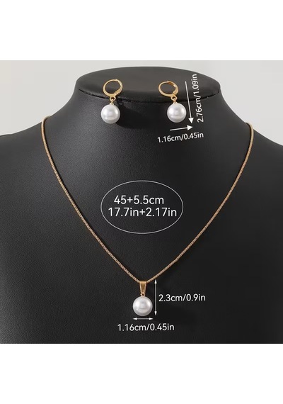 İnci Moda Kolye, Küpe Set, Nişan Özel Gün Sevgililer Günü Altın