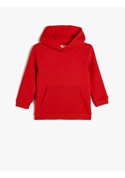 Koton Basic Kapşonlu Kanguru Cepli Uzun Kollu Sweatshirt Kırmızı 5wkb10106tk Kırmızı