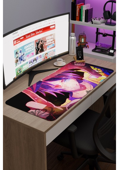 No Game No Life Anime V3 - 90x40 Xxl Gaming Kauçuk Kaymaz Taban Mouse Pad Fare Altlığı