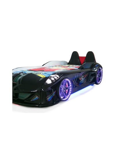 Arabalı Yatak - Jaguar Bazalı Arabalı Yatak Full Ledli Koltuklu Siyah