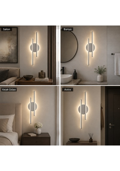 Aden Modern Led Duvar Apliği Günışığı Gri