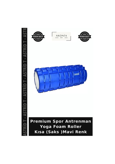 Premium Spor Antrenman Yoga Foam Roller Kısa Saks Mavi Renk