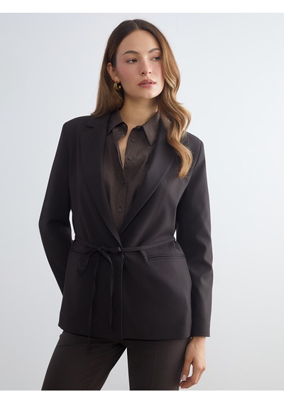 Lcwaıkıkı Classic Kahverengi Beli Kuşaklı Kadın Blazer Ceket