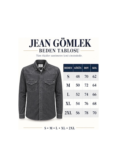 Classics Men Report Uzun Kol Slim Fit Erkek Jean Gömlek - 7783 Mavi