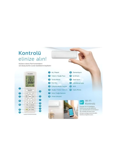 Alarko Flair FLR-BSP2401HW8 WIFI 24000 BTU R32 Duvar Tipi Split Inverter Klima