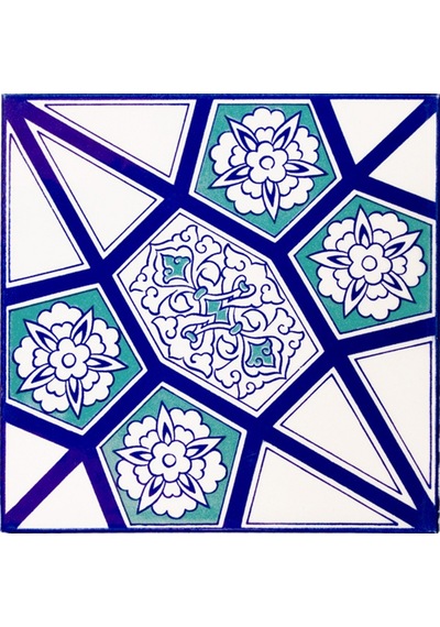 Armada Çini 20x20 Cm Ac 3 A Geometrik Mavi Beyaz Desen Çini Karo