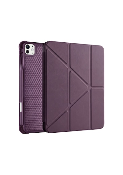 Ps Apple Uyumlu iPad Pro 11 İnç M5 / M4 Tri Folding Standlı Kılıf - Damson Kapaklı Kılıf