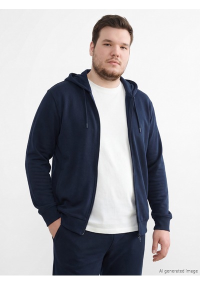 Lcwaıkıkı Basic Lacivert Kapüşonlu Erkek Fermuarlı Sweatshirt