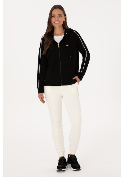 U.S. Polo Assn. Kadın Siyah Fermuarlı Kapüşonlu sweatshirt 50314187-VR046