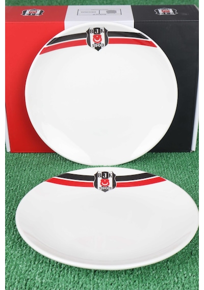 Dekomus İle Lisanslı Beşiktaş 6 Kişilik 12 Parça Porselen Servis Tabağı Ve Pasta Tabağı Seti Altın