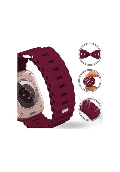 Apple Uyumlu Watch 42mm 44mm 45mm 49mm 1/2/3/4/5/6/se/7/8/ultra Akıllı Saat Ocean Kordon Ve Kayışı Bordo