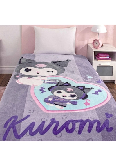 Taç Lisanslı Tek Kişilik Çocuk Battaniye 160x220 -kuromi Fun Lila