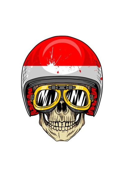 Maskeli Kuru Kafa Oto, Motorsiklet, Kask, Laptop Sticker 14x10 Cm