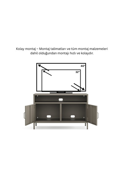 Pera Tv Ünitesi, Tv Dolabı,2 Kapaklı, Açık Raflı 100,50 X 40 X 64,50 Cm Ral 7039 Acıbadem Antrasit Pera Tv Ünitesi, Tv Dolabı,2 Kapaklı, Açık Raflı 100,50 X 40 X 64,50 Cm Ral 7039 Acıbadem Antrasit