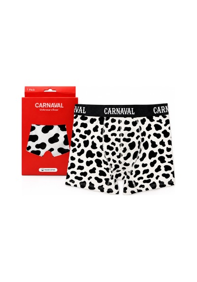 Carnaval Socks İnek Benek Desenli Erkek Boxer Pamuklu Likralı Parlak Lastikli Kutulu Siyah Beyaz Çoklu