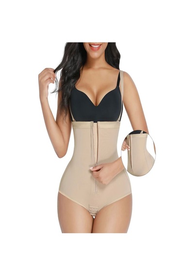 Fermuarlı String Korse Ten