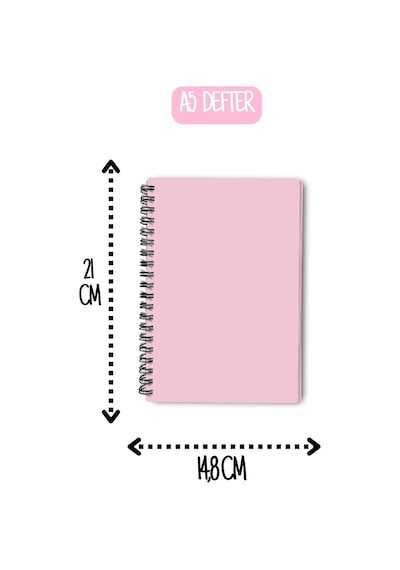 Tr Premium Pastel Renk İkili Defter Seti - Renkli Sayfalı A5 Spiralli Defter & A6 Not Defteri - 50 Yaprak Şeffaf Kapa Genel