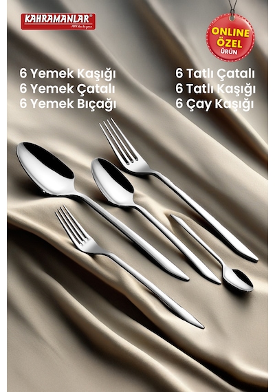 Kahramanlar Demre 36 Parça Çatal Kaşık Bıçak Takımı GÜmüş