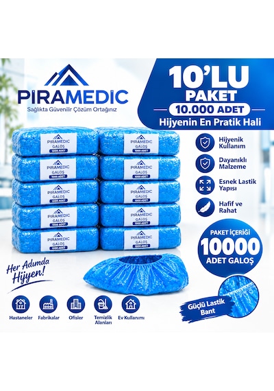 Piramedic Galoş 10 Micron 10000 Adet Mavi Galoş