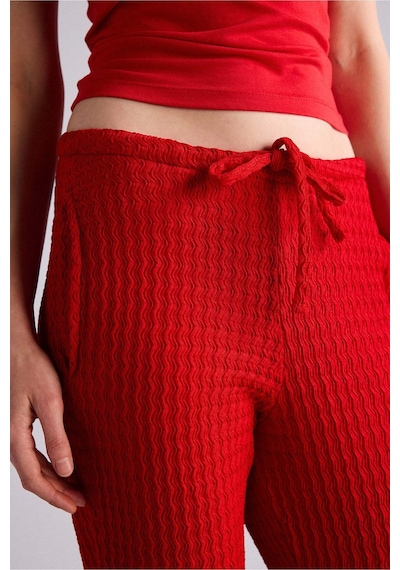 Defacto Wıde Leg Cepli Normal Bel Standart Boy Kırışık Dokulu Pantolon F7659ax26smrd51 Kırmızı-rd51