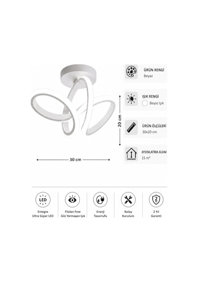 AvizeGO Sion Led Plafonyer Avize Beyaz Işık