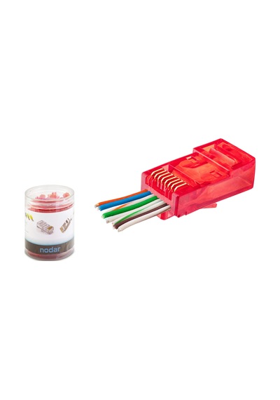 Cat6 Ez Rj45 Konnektör - 100 Adet Kirmizi / Özel Plastik Kutulu Nd2403
