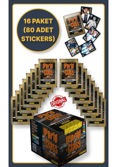 Panini Fifa World Class Koleksiyon Futbolcu 2024 Sticker Çıkartmaları + 16 Paket 80 Adet Sticker