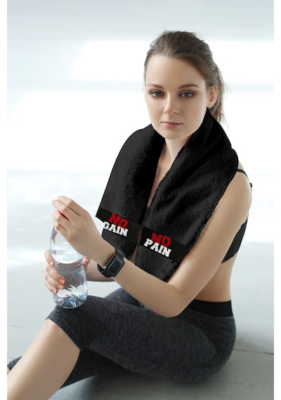 Spor Havlusu %100 Pamuklu 30x100cm Gym Fitness Havlusu Golf Boks Tenis Havlusu Siyah