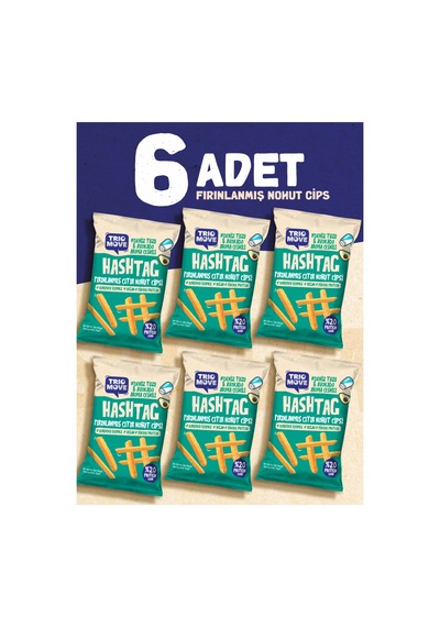 Hashtag Fırınlanmış Nohut Cipsi Deniz Tuzu & Avokado Aromalı Çeşnili 6 Adet Trio Move
