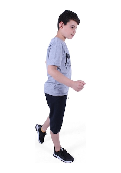 Fyk Kids Dg-nuk Yazı Baskılı Erkek Çocuk Yazlık Takım Melanj Gri