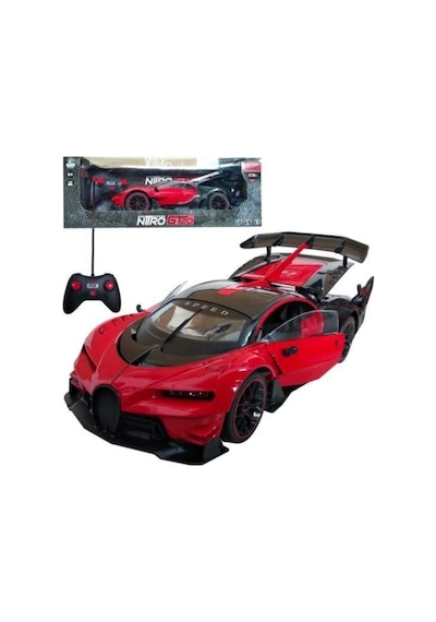 Karsan Uzaktan Kumandalı Araba Şarjlı Kapıları Açılan Bugatti 1/12 Ölçek 30X15X16 Cm Boyut Kırmızı