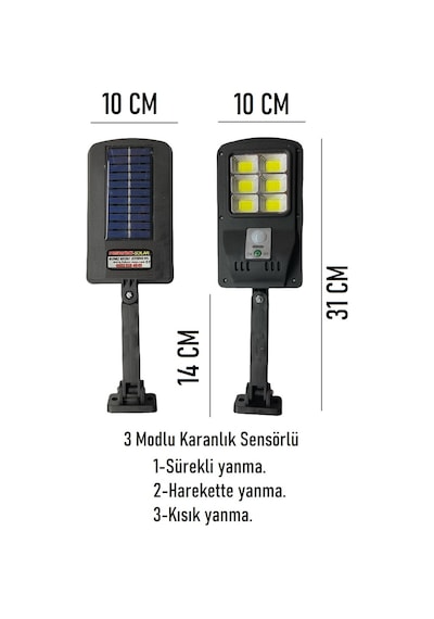 Güneş Enerjili Bahçe Aydınlatma 3 Modlu Sensörlü