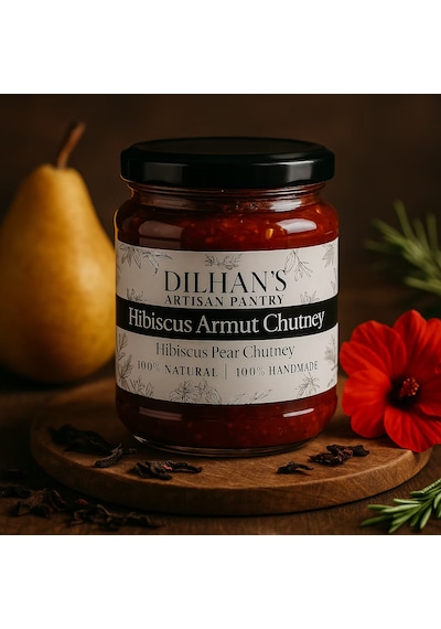 Dilhan's Artisan Pantry Hibiscus & Armut Chutney Doğal Katkısız Ev Yapımı Sos 300 ML