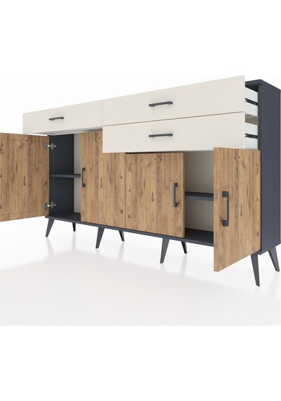 Arges Konsol 2 Raflı 3 Çekmeceli 4 Kapaklı 176x30x99 Antrasit-çam/aytaşı Atlas Çam/aytası - Antrasıt Arges Konsol 2 Raflı 3 Çekmeceli 4 Kapaklı 176x30x99 Antrasit-çam/aytaşı Atlas Çam/aytası - Antrasıt