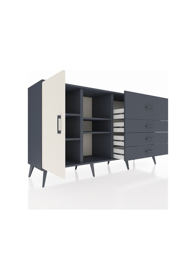 Kronos Konsol 4 Raflı 4 Çekmeceli Tek Kapaklı 176x59x99 Antrasit-aytaşı/antrasit Aytası/antrasıt - Antrasıt Kronos Konsol 4 Raflı 4 Çekmeceli Tek Kapaklı 176x59x99 Antrasit-aytaşı/antrasit Aytası/antrasıt - Antrasıt