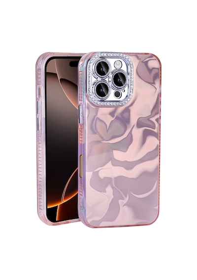 Apple Uyumlu iPhone 16 Pro Kılıf Airbagli Parlak Taş Detay Tasarımlı Esila Kapak Pembe
