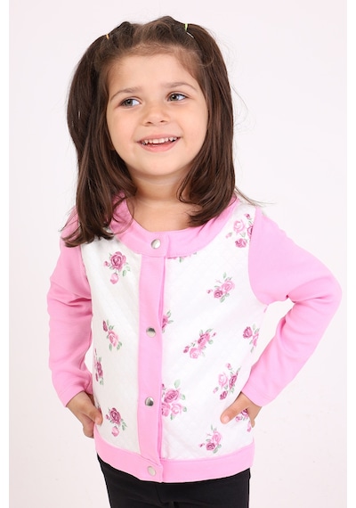 Toontoy Kids Toontoy Kız Bebek Hırka Çiçek Baskılı Pembe