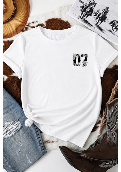 Spoyi Soul 07 Tasarımlı %100 Pamuk Yarım Oversize Beyaz T-shirt