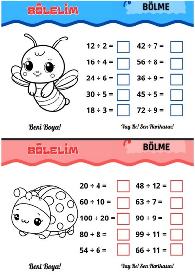 Birinci-ikinci Ve Üçüncü Sınıflar Süper Matematik Böl-boya