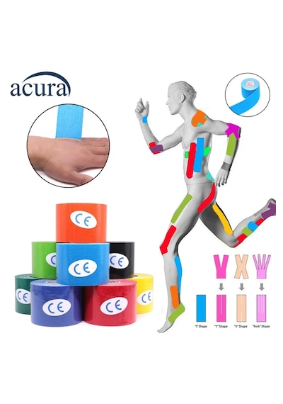 Acura Ac-150 Yüz & Vücut Uyumlu Hipoalerjenik Kinesyo Tape  B Mavi 0