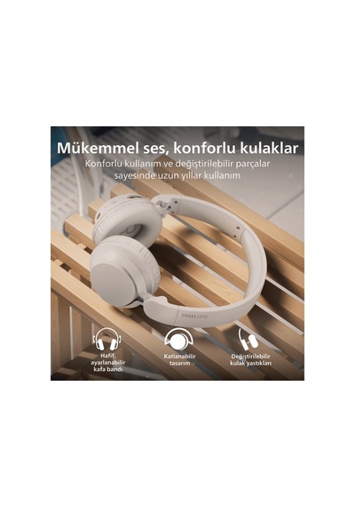 Philips TAH4000WT Bluetooth 6.0 Kablosuz Kulak Üstü Kulaklık